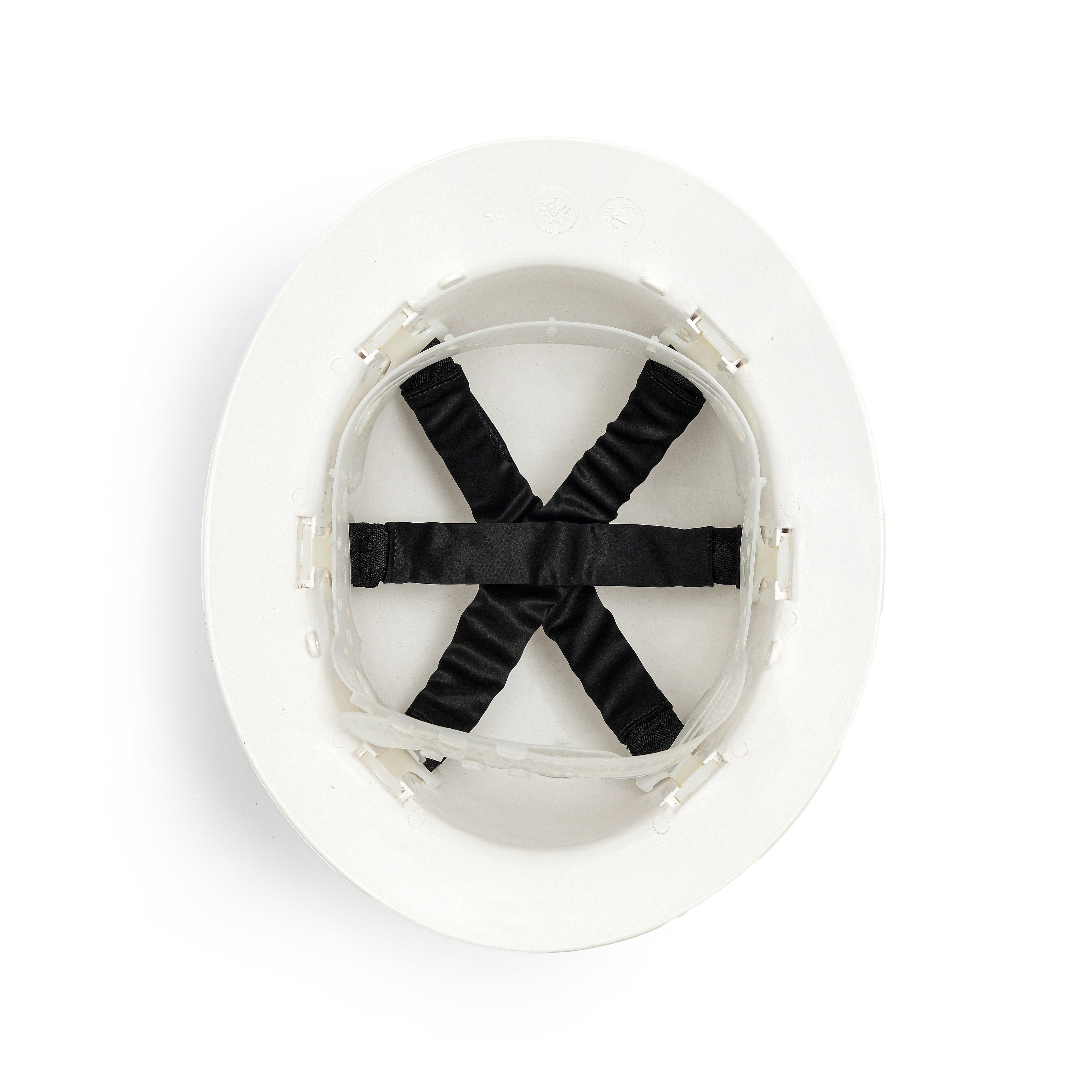 Hard hat with fitted Milberry Silk Sweatband inside it